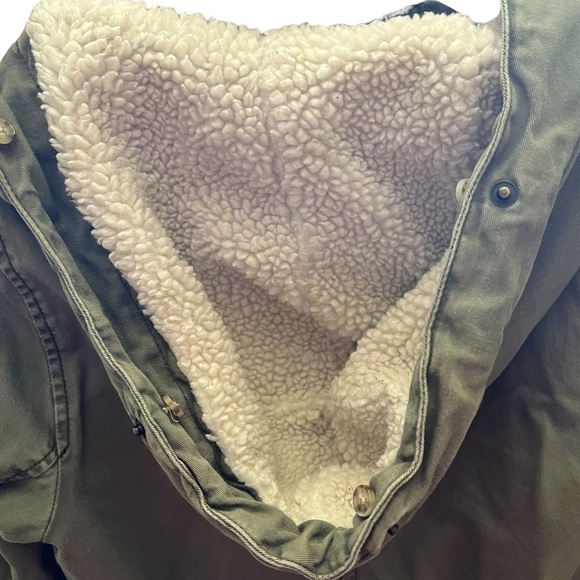 Abercrombie & Fitch Sherpa Lined Hooded Utility Coat Parka Size Small - Picture 10 of 16